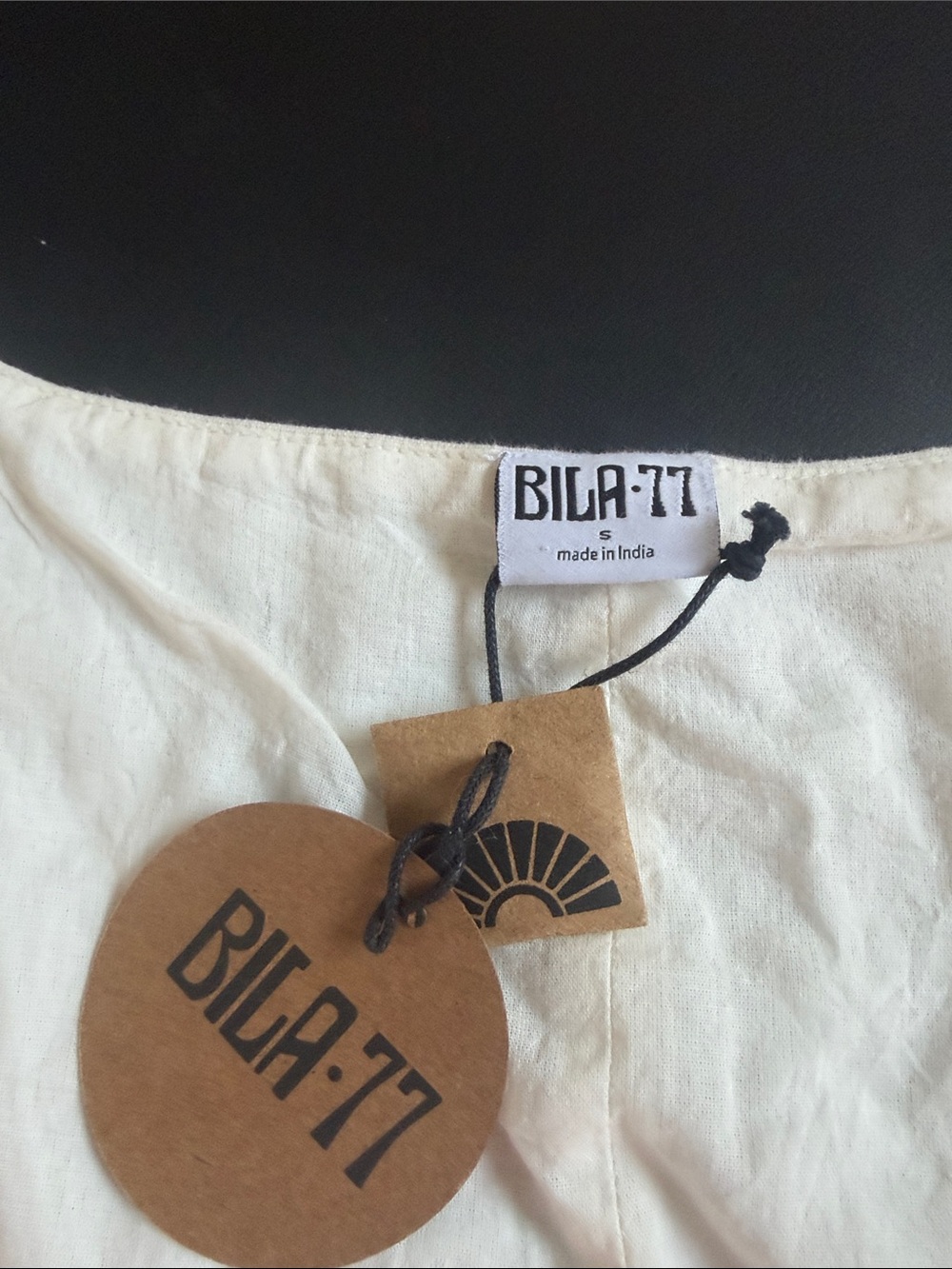 NWT BILA77 Keli Ivory Linen Blend Button Front Mini Dress Size S - Picture 4 of 14
